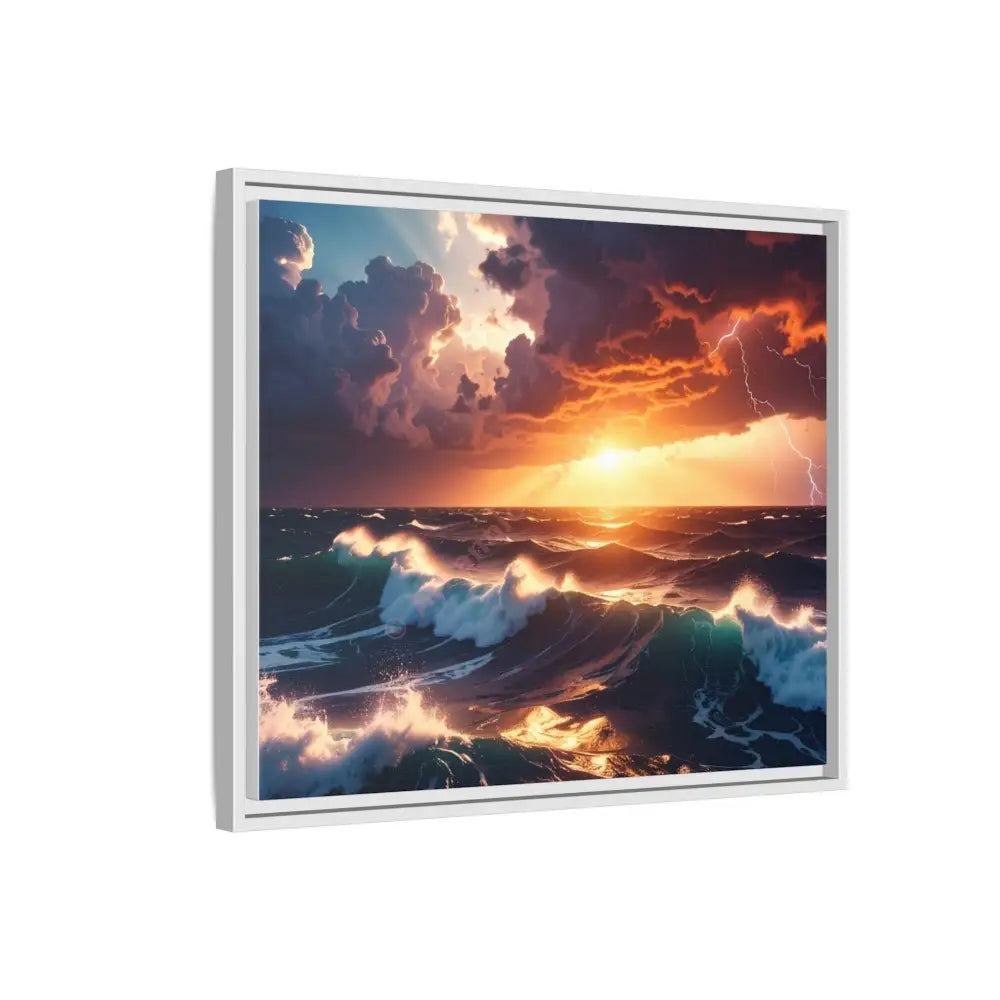 Ocean Sunset Framed Canvas Art Seascape Wall Art Coastal Theme Home Decor Perfect Gift for Nature Lovers Canvas