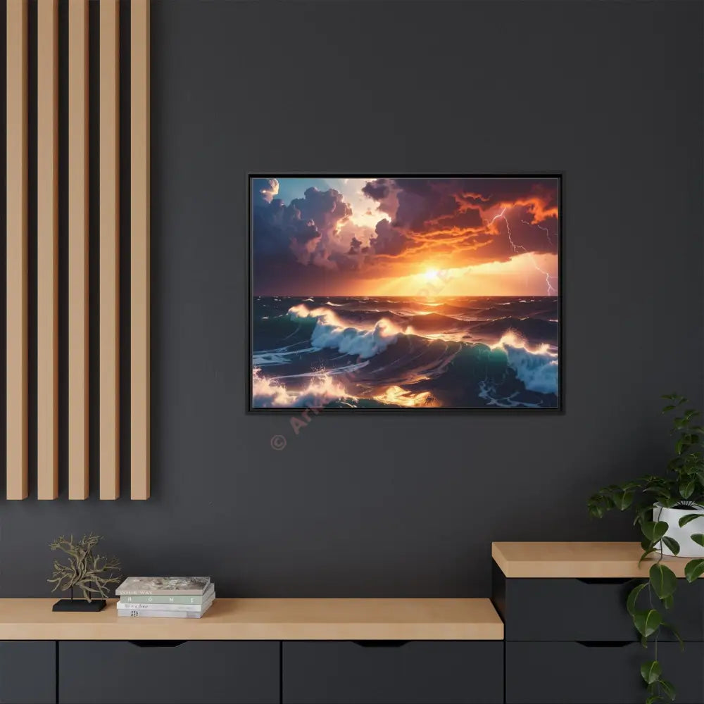 Ocean Sunset Framed Canvas Art Seascape Wall Art Coastal Theme Home Decor Perfect Gift for Nature Lovers Canvas