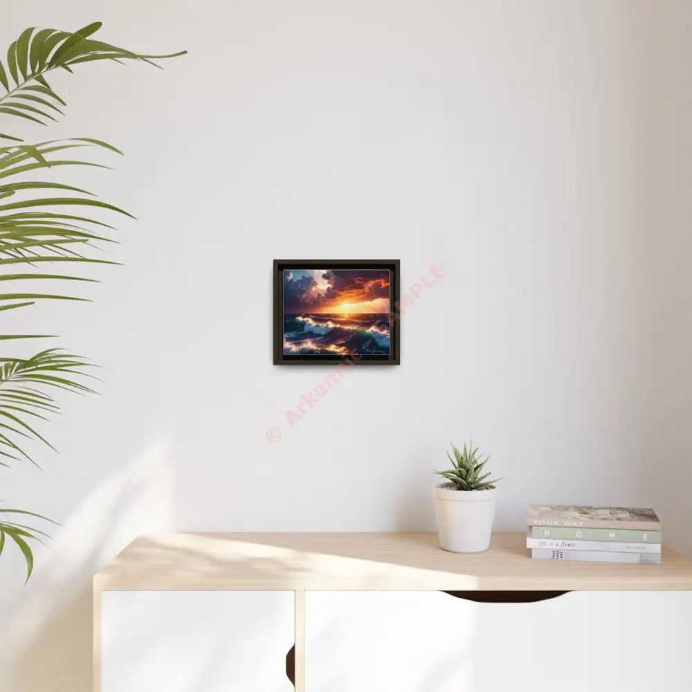 Ocean Sunset Framed Canvas Art Seascape Wall Art Coastal Theme Home Decor Perfect Gift for Nature Lovers Canvas