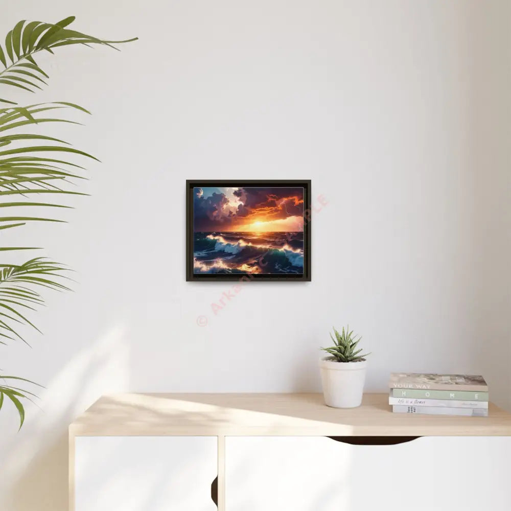 Ocean Sunset Framed Canvas Art Seascape Wall Art Coastal Theme Home Decor Perfect Gift for Nature Lovers Canvas