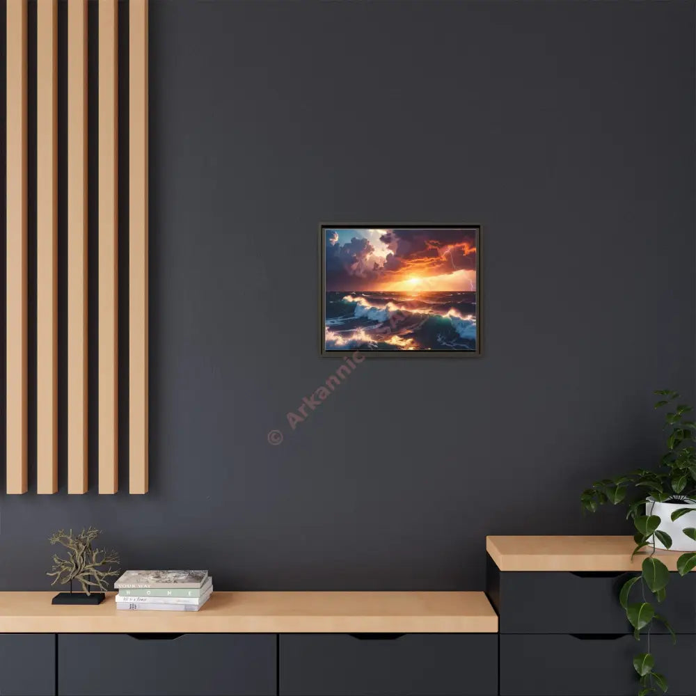 Ocean Sunset Framed Canvas Art Seascape Wall Art Coastal Theme Home Decor Perfect Gift for Nature Lovers Canvas