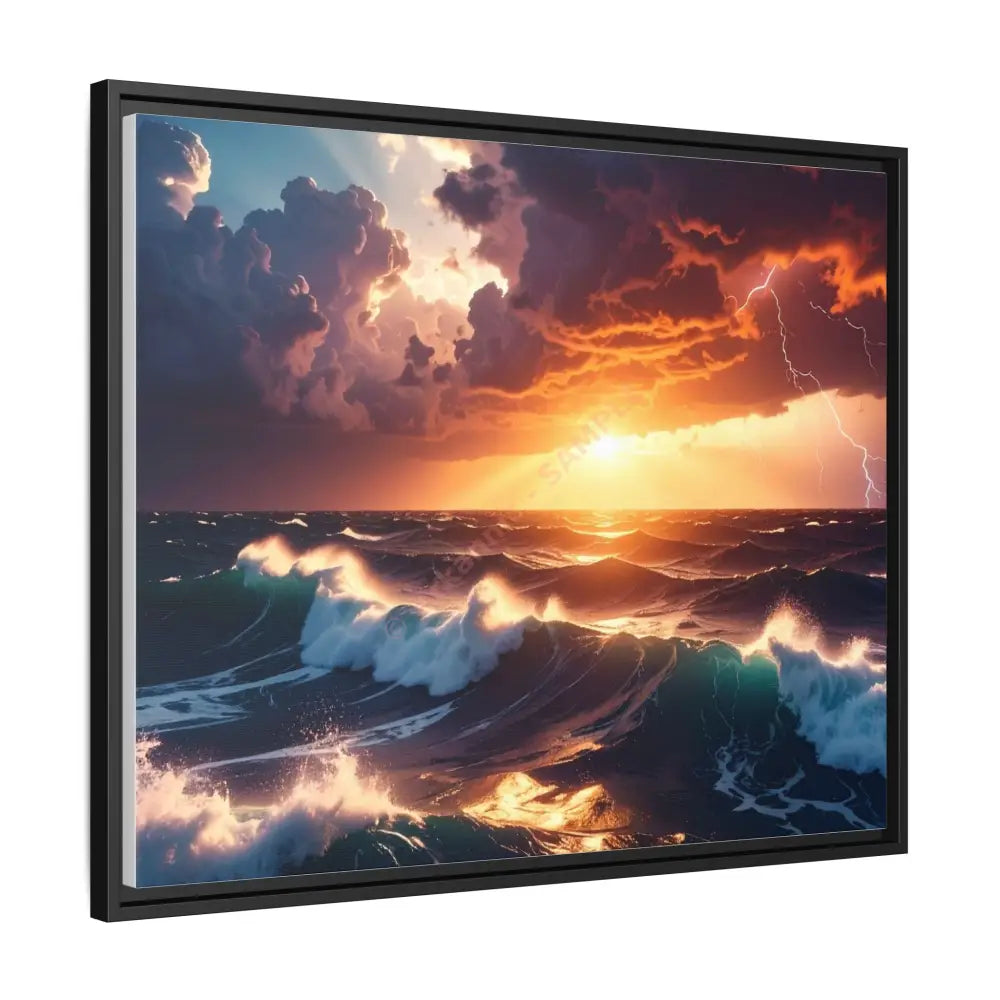 Ocean Sunset Framed Canvas Art Seascape Wall Art Coastal Theme Home Decor Perfect Gift for Nature Lovers Canvas