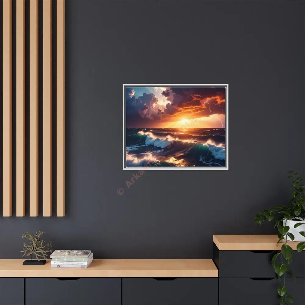Ocean Sunset Framed Canvas Art Seascape Wall Art Coastal Theme Home Decor Perfect Gift for Nature Lovers Canvas