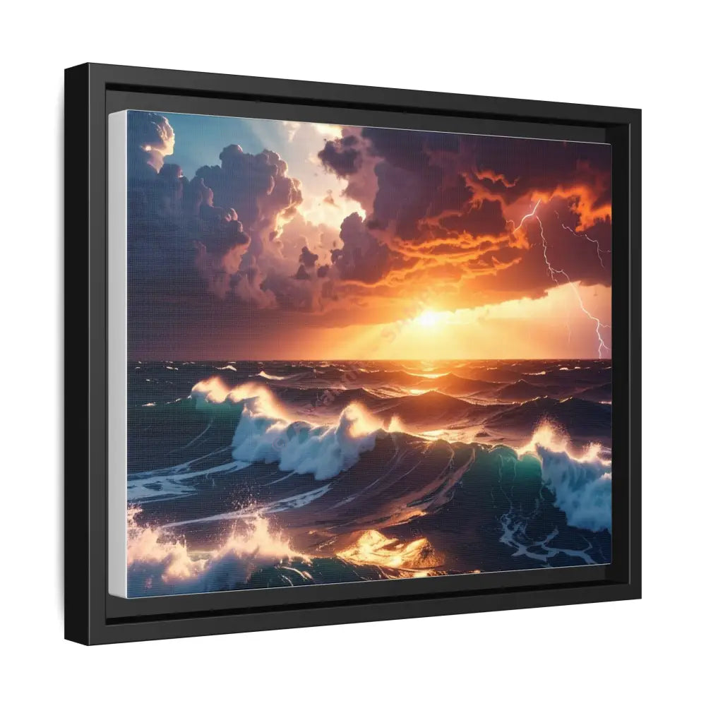 Ocean Sunset Framed Canvas Art Seascape Wall Art Coastal Theme Home Decor Perfect Gift for Nature Lovers Canvas