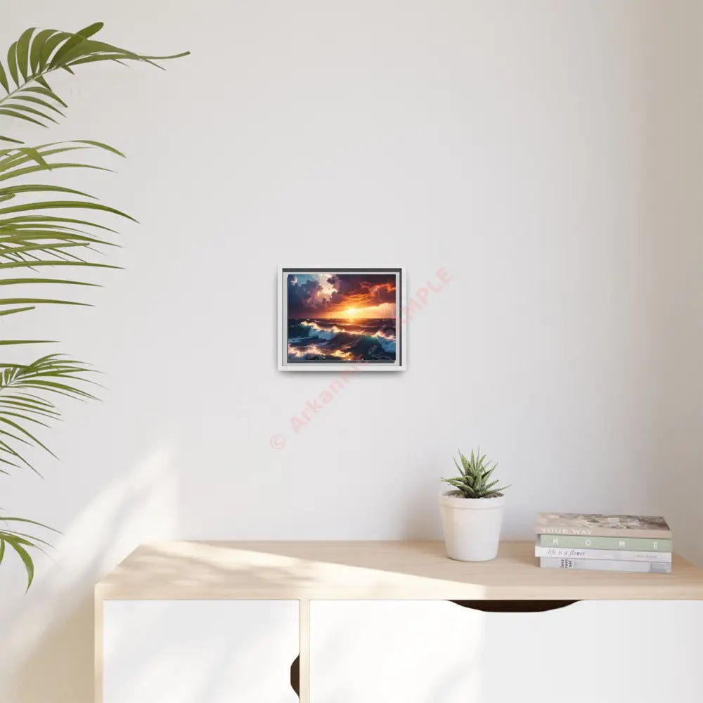 Ocean Sunset Framed Canvas Art Seascape Wall Art Coastal Theme Home Decor Perfect Gift for Nature Lovers Canvas
