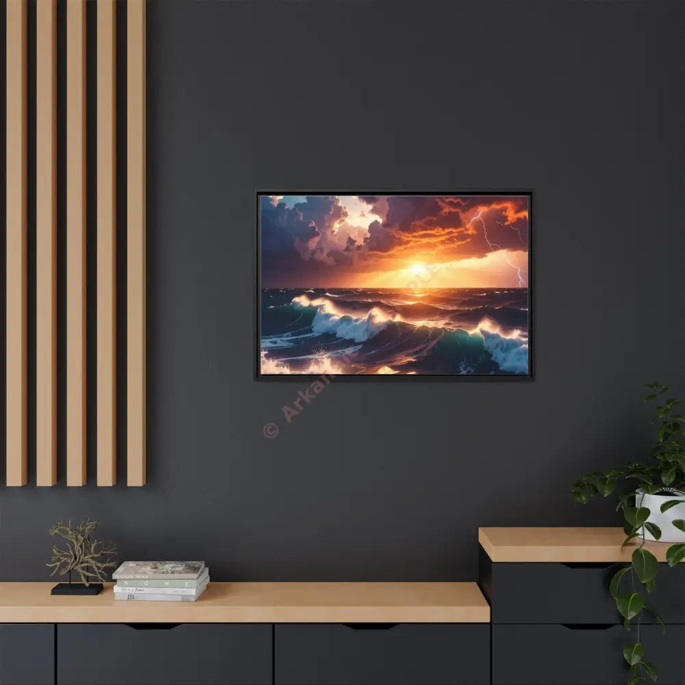 Ocean Sunset Framed Canvas Art Seascape Wall Art Coastal Theme Home Decor Perfect Gift for Nature Lovers Canvas
