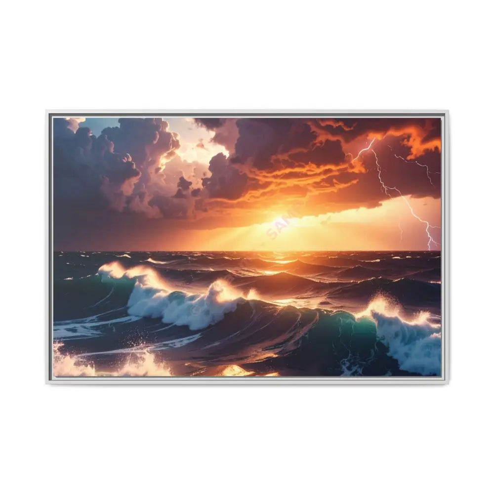 Ocean Sunset Framed Canvas Art Seascape Wall Art Coastal Theme Home Decor Perfect Gift for Nature Lovers 48″ x 32″