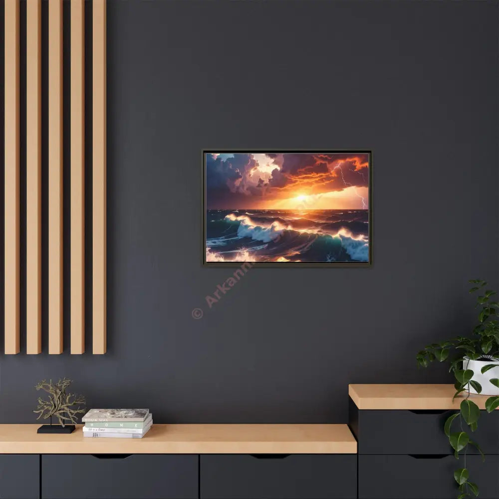 Ocean Sunset Framed Canvas Art Seascape Wall Art Coastal Theme Home Decor Perfect Gift for Nature Lovers Canvas