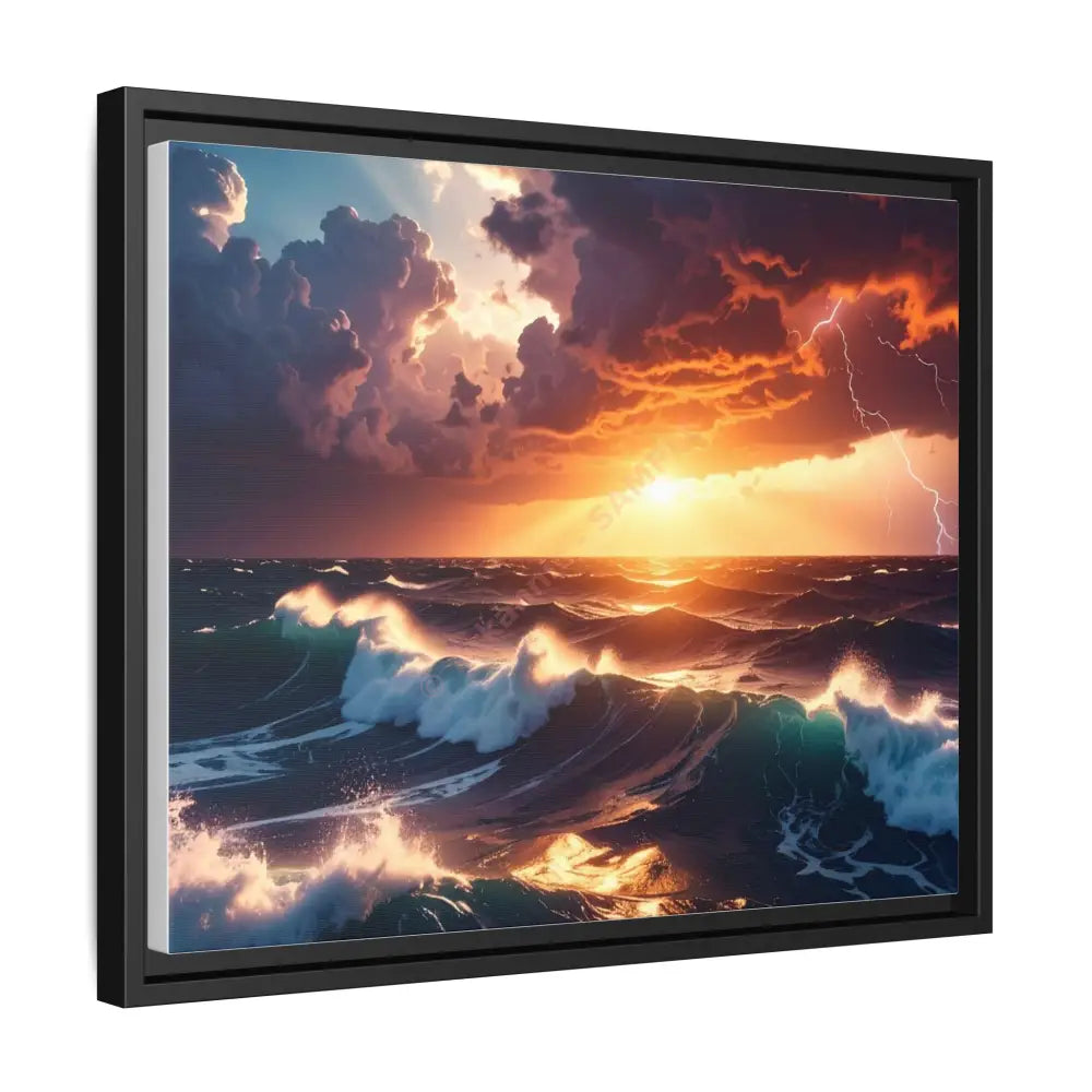 Ocean Sunset Framed Canvas Art Seascape Wall Art Coastal Theme Home Decor Perfect Gift for Nature Lovers Canvas