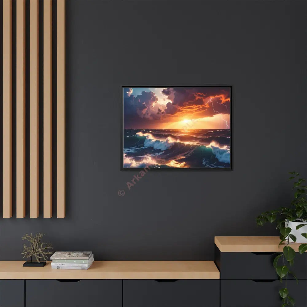 Ocean Sunset Framed Canvas Art Seascape Wall Art Coastal Theme Home Decor Perfect Gift for Nature Lovers Canvas