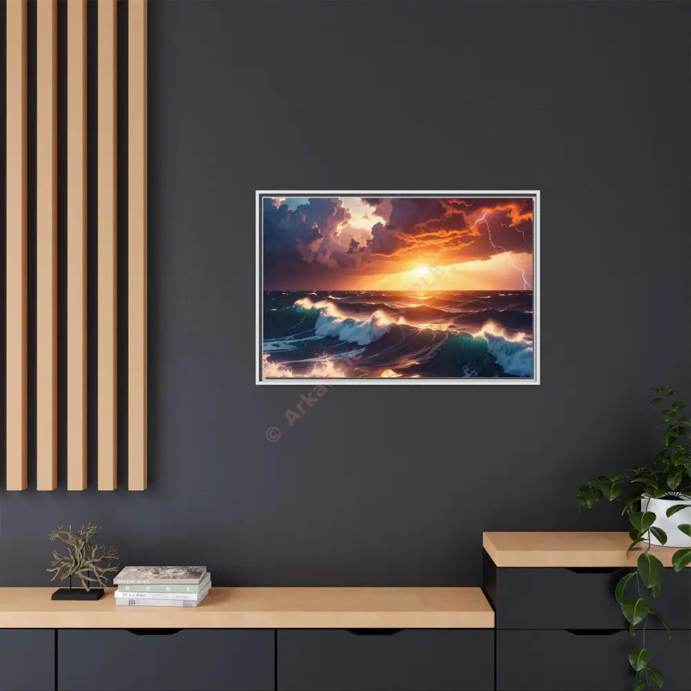 Ocean Sunset Framed Canvas Art Seascape Wall Art Coastal Theme Home Decor Perfect Gift for Nature Lovers Canvas