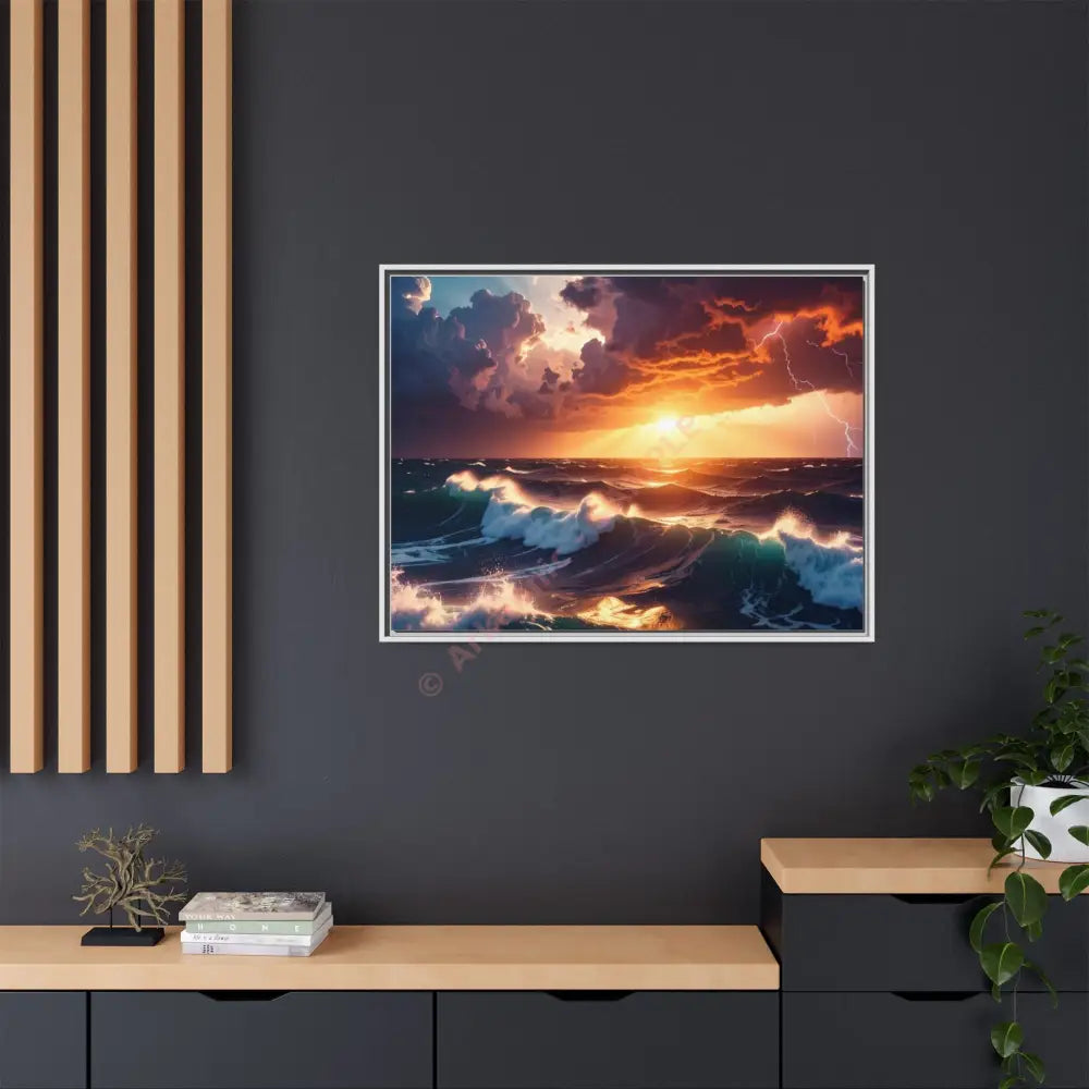 Ocean Sunset Framed Canvas Art Seascape Wall Art Coastal Theme Home Decor Perfect Gift for Nature Lovers Canvas