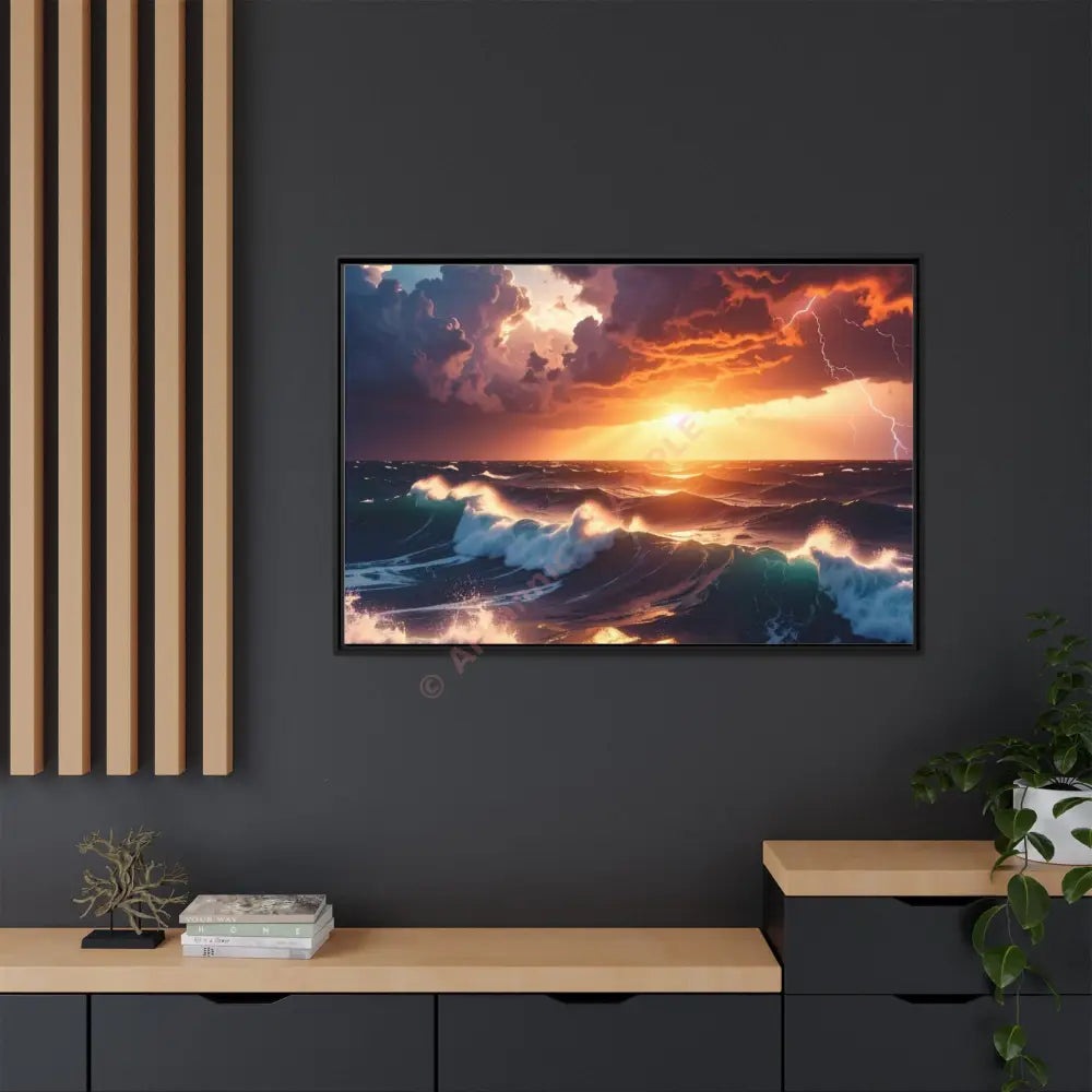 Ocean Sunset Framed Canvas Art Seascape Wall Art Coastal Theme Home Decor Perfect Gift for Nature Lovers Canvas