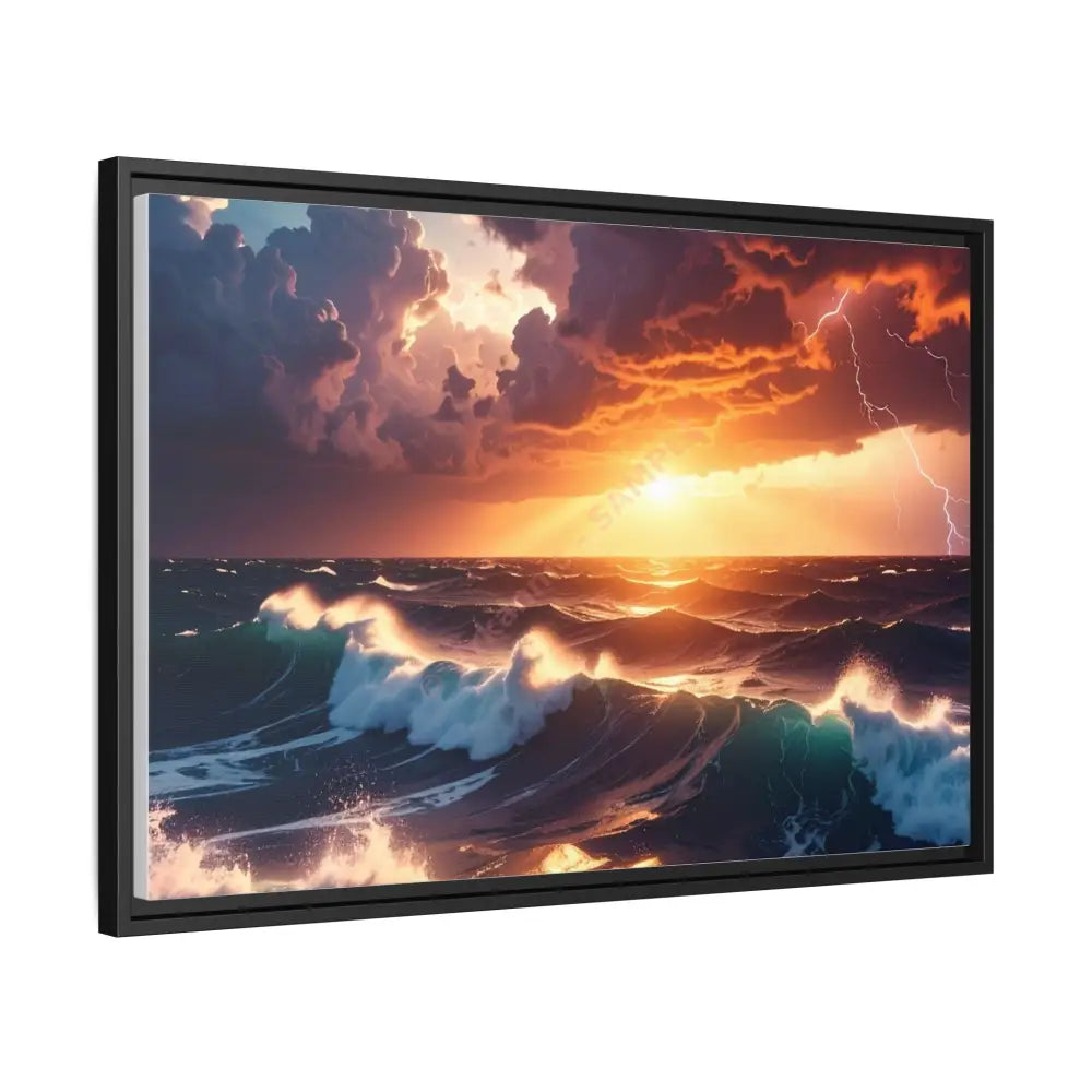 Ocean Sunset Framed Canvas Art Seascape Wall Art Coastal Theme Home Decor Perfect Gift for Nature Lovers Canvas