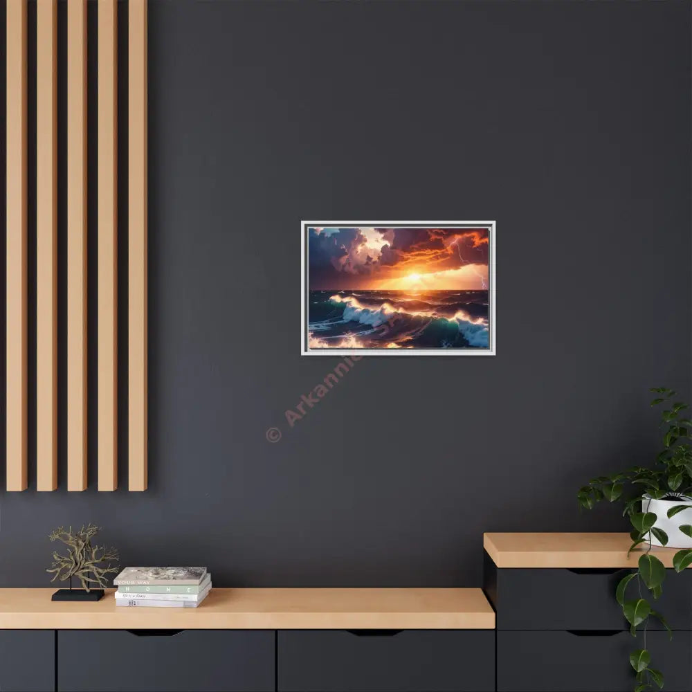 Ocean Sunset Framed Canvas Art Seascape Wall Art Coastal Theme Home Decor Perfect Gift for Nature Lovers Canvas