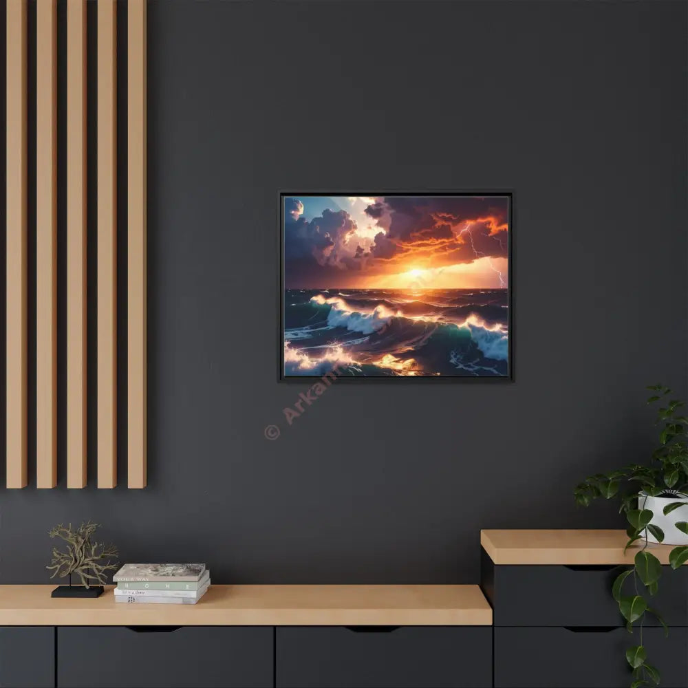 Ocean Sunset Framed Canvas Art Seascape Wall Art Coastal Theme Home Decor Perfect Gift for Nature Lovers Canvas
