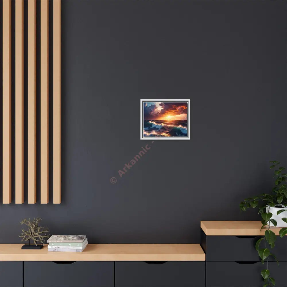 Ocean Sunset Framed Canvas Art Seascape Wall Art Coastal Theme Home Decor Perfect Gift for Nature Lovers Canvas