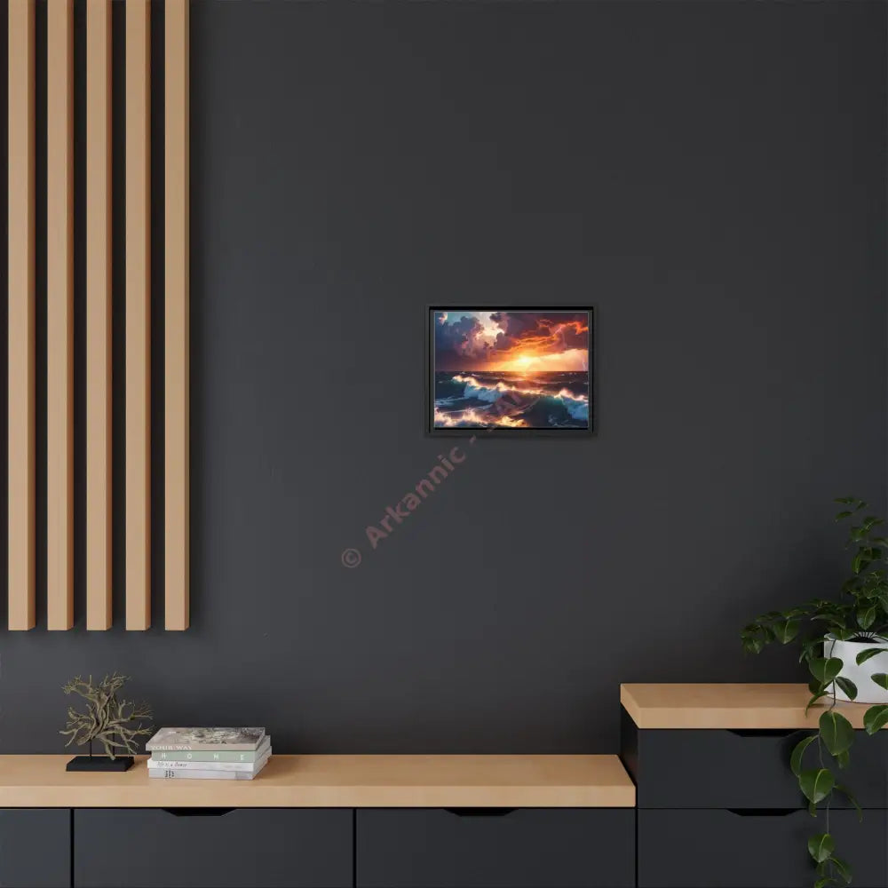 Ocean Sunset Framed Canvas Art Seascape Wall Art Coastal Theme Home Decor Perfect Gift for Nature Lovers Canvas