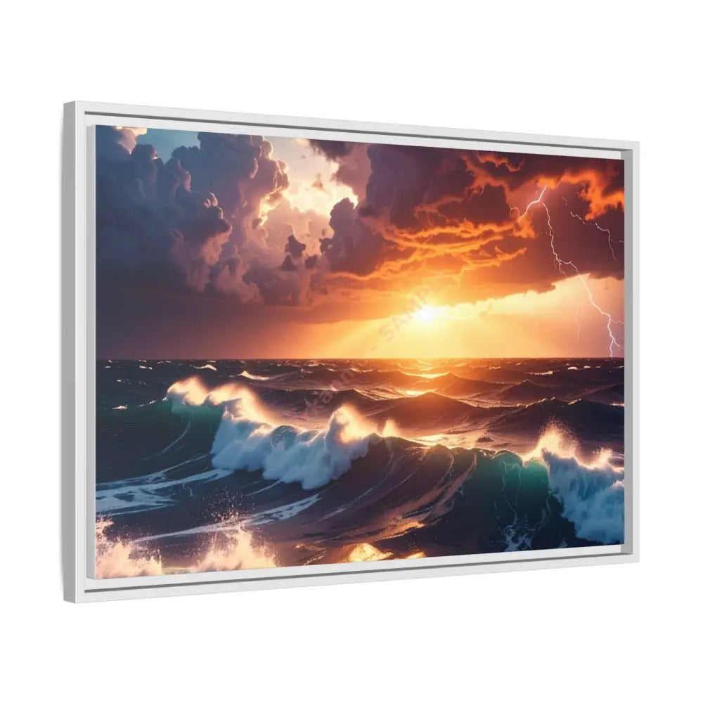 Ocean Sunset Framed Canvas Art Seascape Wall Art Coastal Theme Home Decor Perfect Gift for Nature Lovers Canvas
