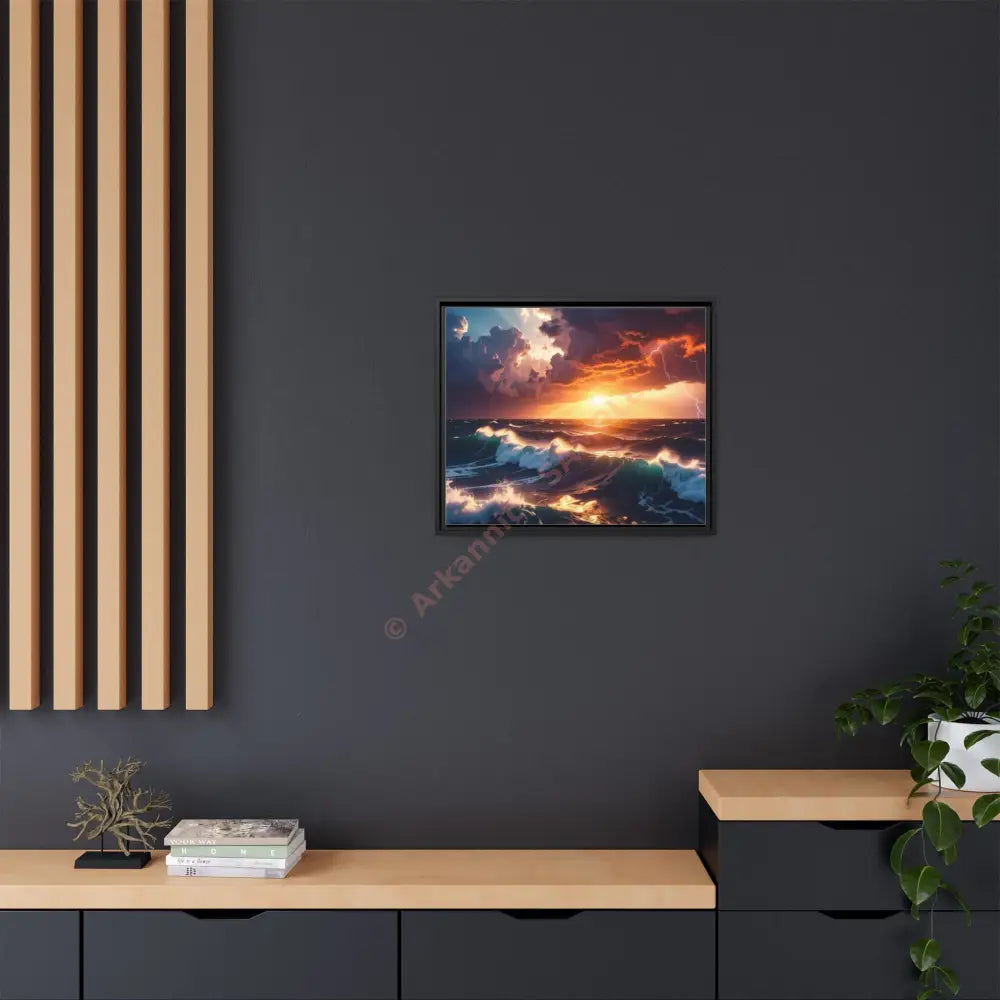 Ocean Sunset Framed Canvas Art Seascape Wall Art Coastal Theme Home Decor Perfect Gift for Nature Lovers Canvas