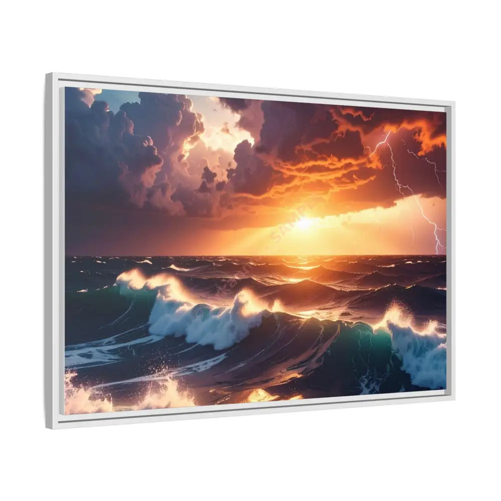 Ocean Sunset Framed Canvas Art Seascape Wall Art Coastal Theme Home Decor Perfect Gift for Nature Lovers Canvas