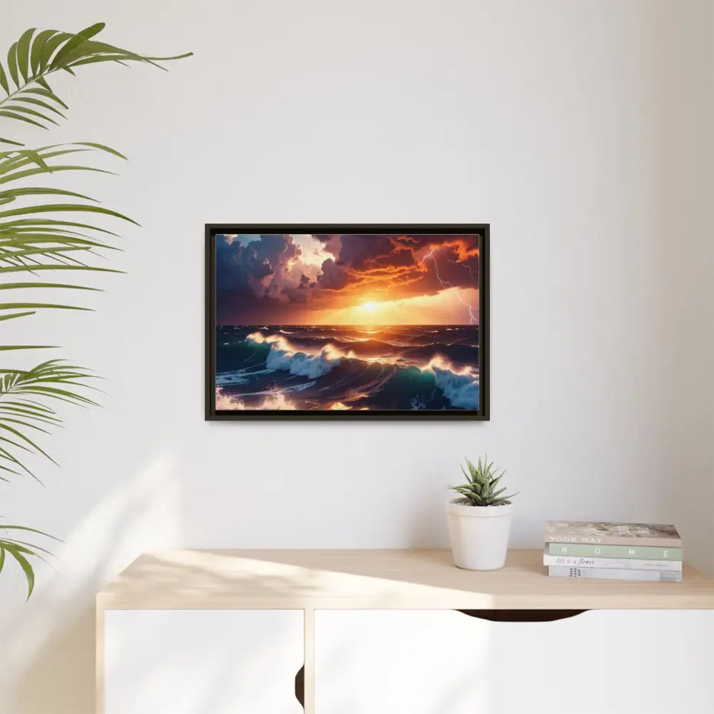 Ocean Sunset Framed Canvas Art Seascape Wall Art Coastal Theme Home Decor Perfect Gift for Nature Lovers Canvas