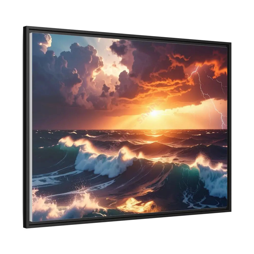 Ocean Sunset Framed Canvas Art Seascape Wall Art Coastal Theme Home Decor Perfect Gift for Nature Lovers Canvas