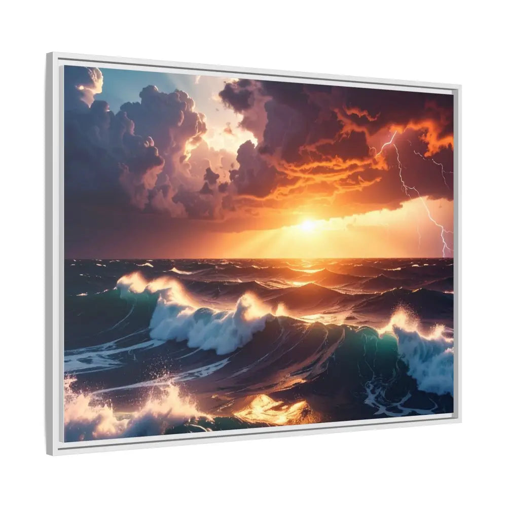 Ocean Sunset Framed Canvas Art Seascape Wall Art Coastal Theme Home Decor Perfect Gift for Nature Lovers Canvas