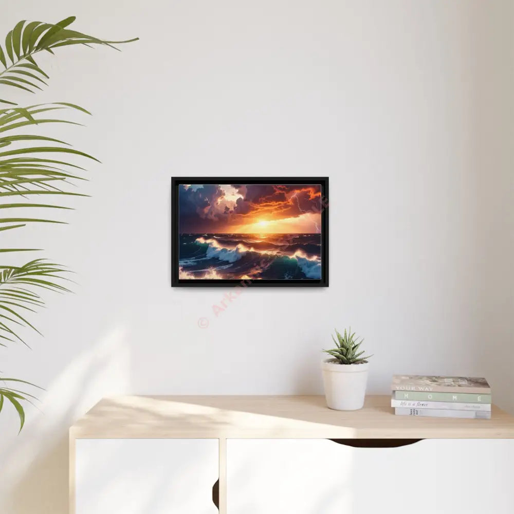 Ocean Sunset Framed Canvas Art Seascape Wall Art Coastal Theme Home Decor Perfect Gift for Nature Lovers Canvas