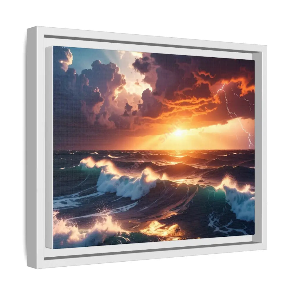 Ocean Sunset Framed Canvas Art Seascape Wall Art Coastal Theme Home Decor Perfect Gift for Nature Lovers Canvas