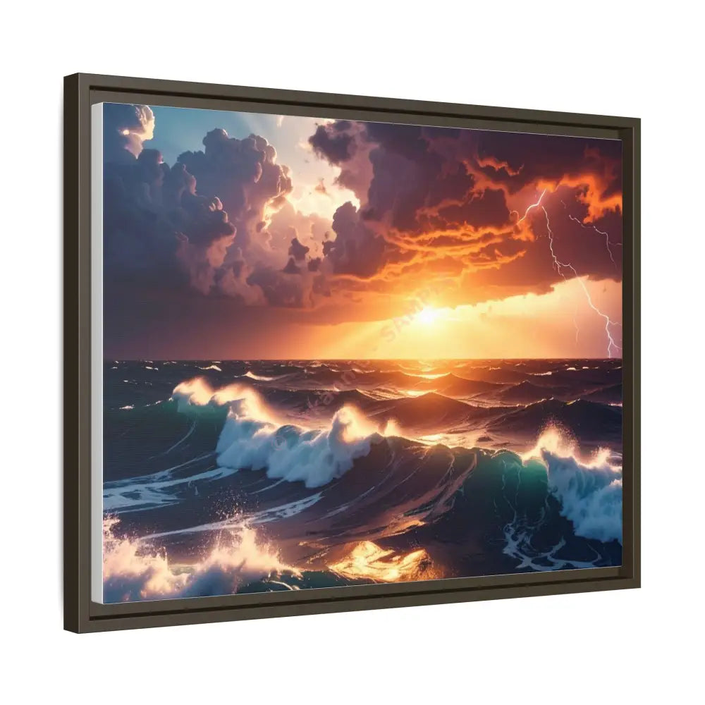 Ocean Sunset Framed Canvas Art Seascape Wall Art Coastal Theme Home Decor Perfect Gift for Nature Lovers Canvas