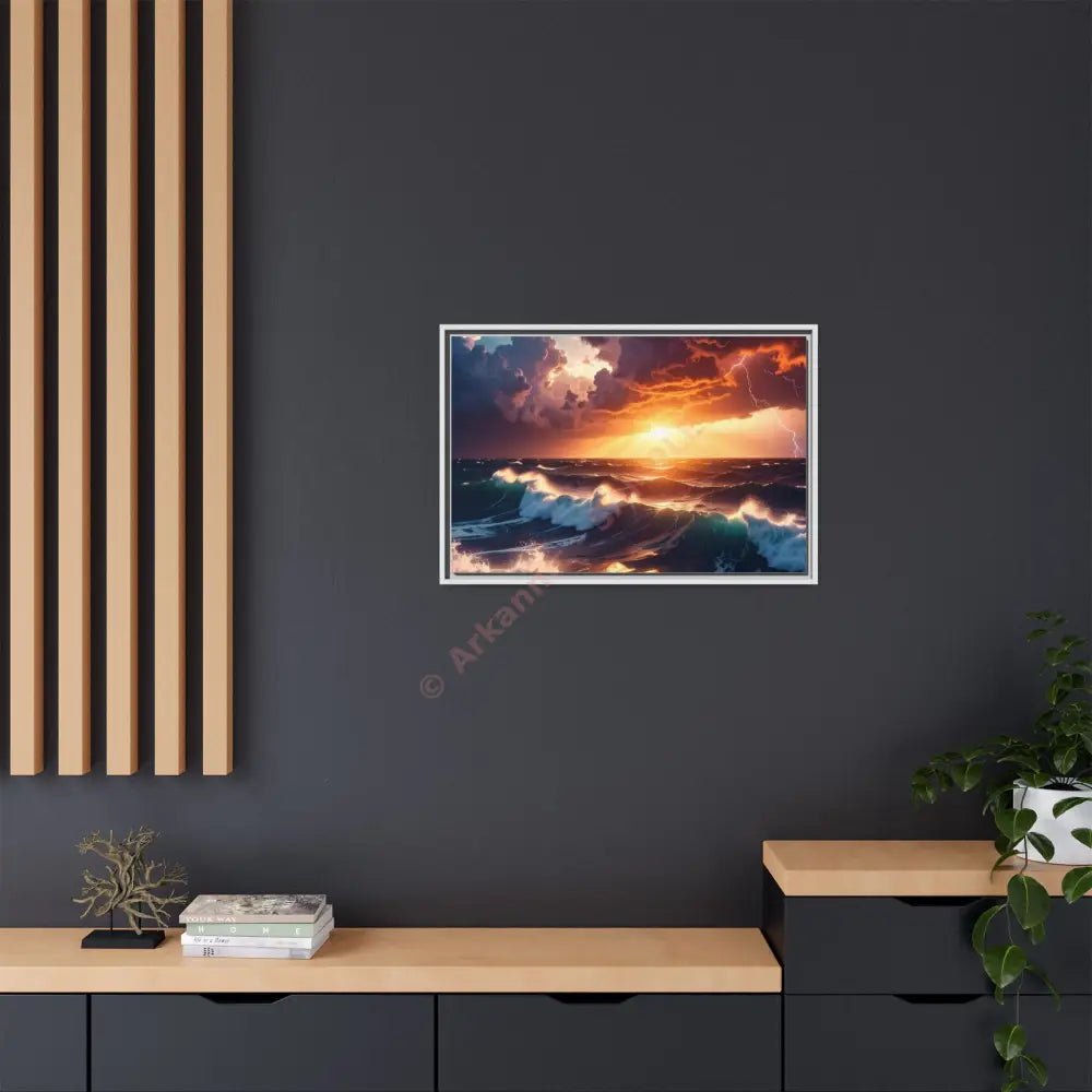 Ocean Sunset Framed Canvas Art Seascape Wall Art Coastal Theme Home Decor Perfect Gift for Nature Lovers Canvas