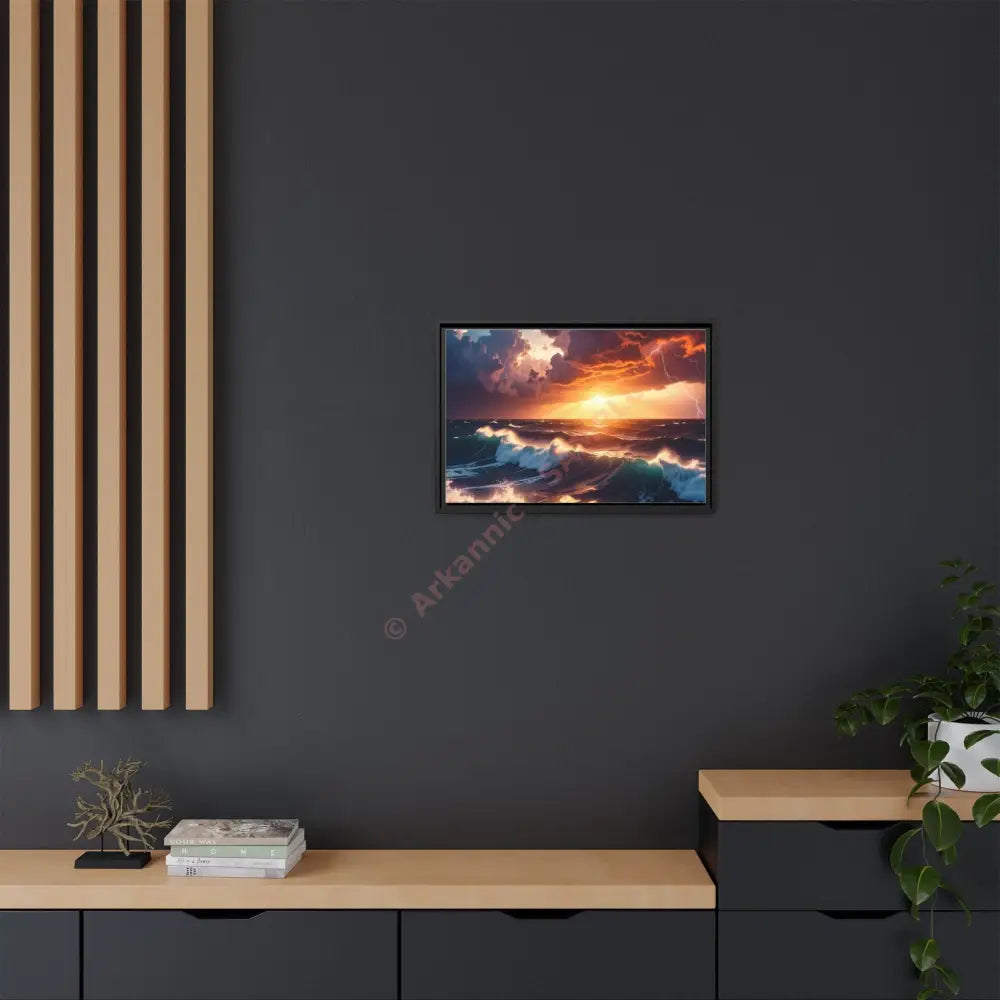 Ocean Sunset Framed Canvas Art Seascape Wall Art Coastal Theme Home Decor Perfect Gift for Nature Lovers Canvas