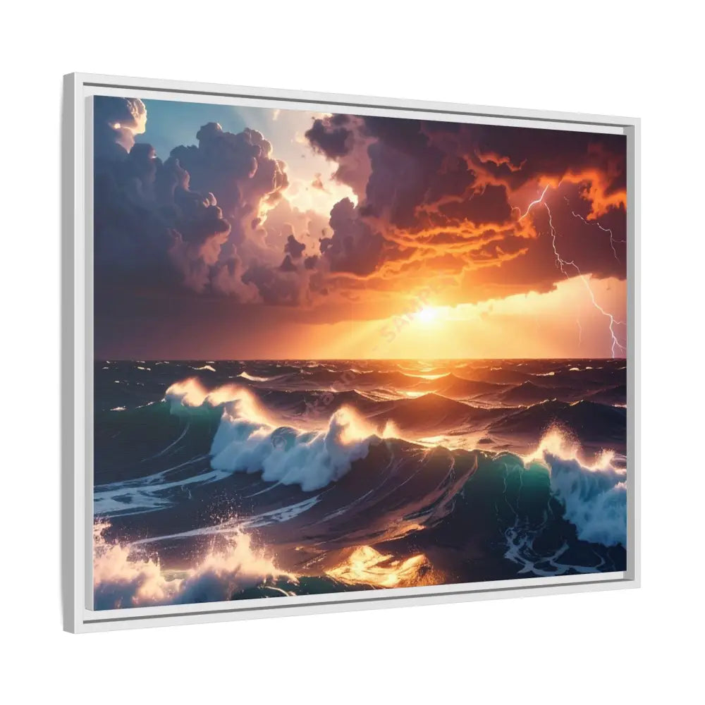 Ocean Sunset Framed Canvas Art Seascape Wall Art Coastal Theme Home Decor Perfect Gift for Nature Lovers Canvas