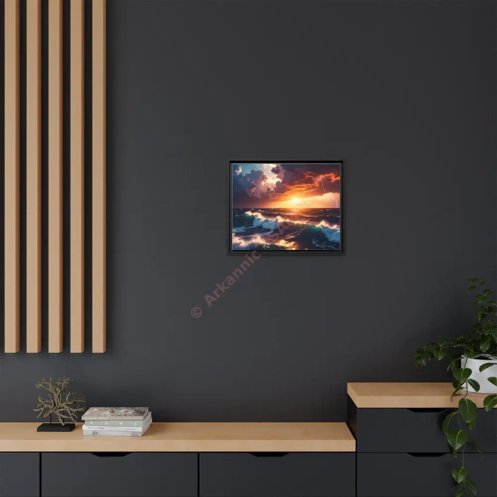 Ocean Sunset Framed Canvas Art Seascape Wall Art Coastal Theme Home Decor Perfect Gift for Nature Lovers Canvas