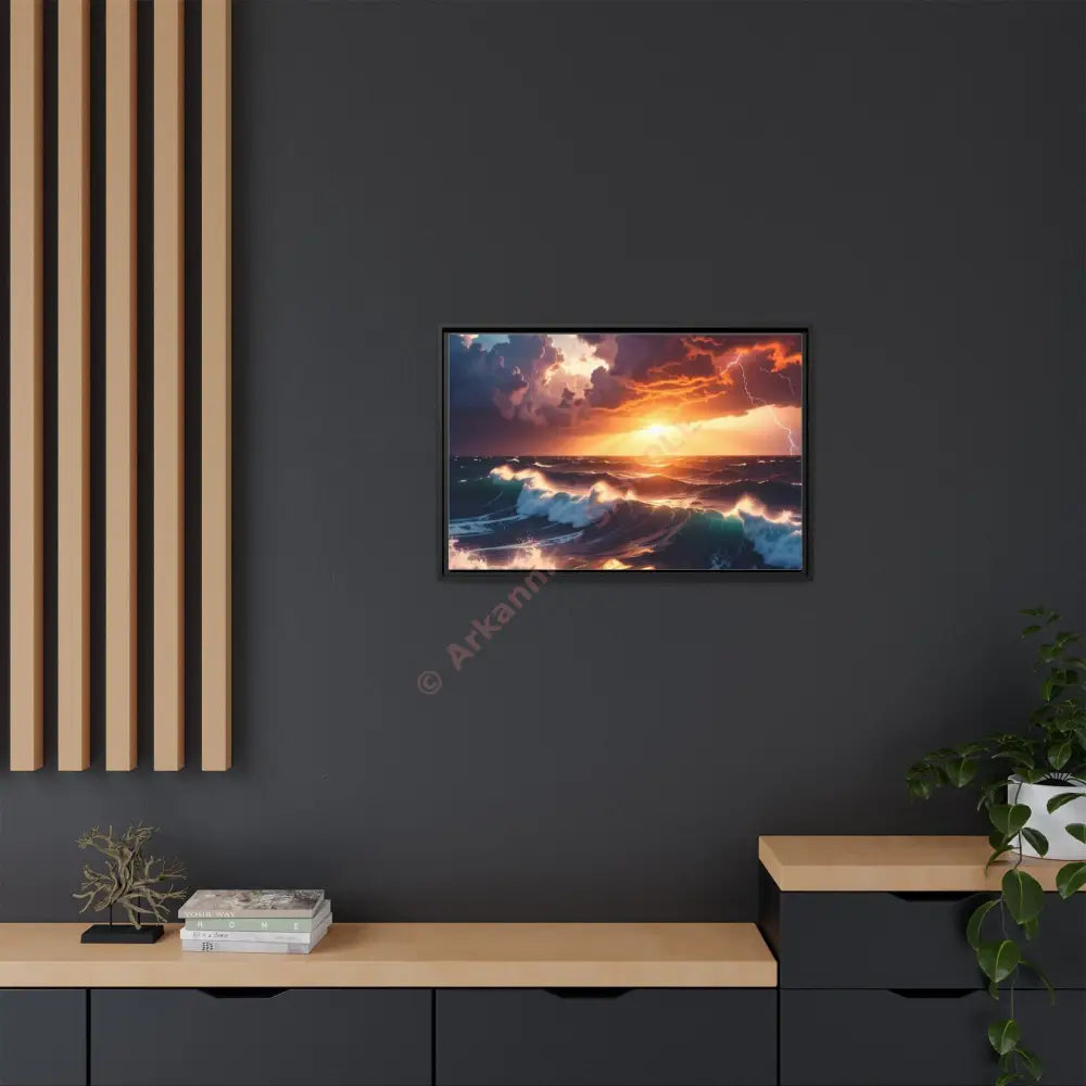 Ocean Sunset Framed Canvas Art Seascape Wall Art Coastal Theme Home Decor Perfect Gift for Nature Lovers Canvas