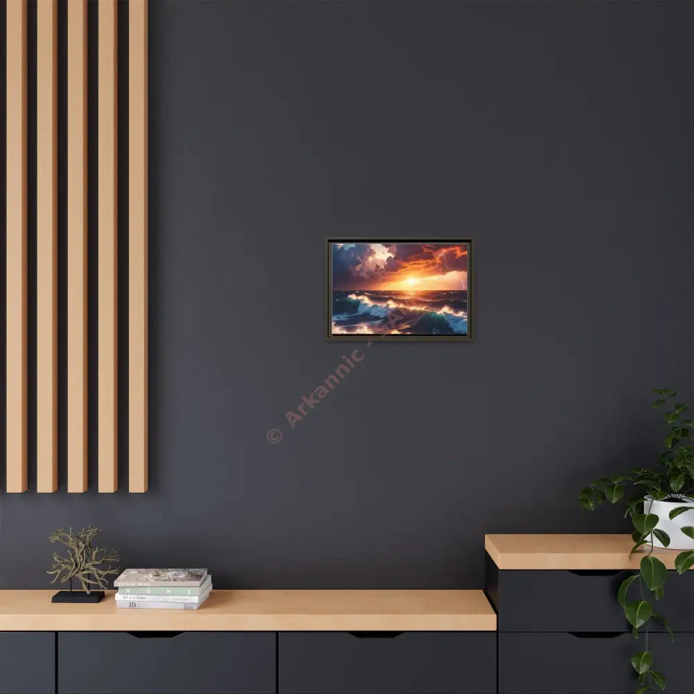 Ocean Sunset Framed Canvas Art Seascape Wall Art Coastal Theme Home Decor Perfect Gift for Nature Lovers Canvas