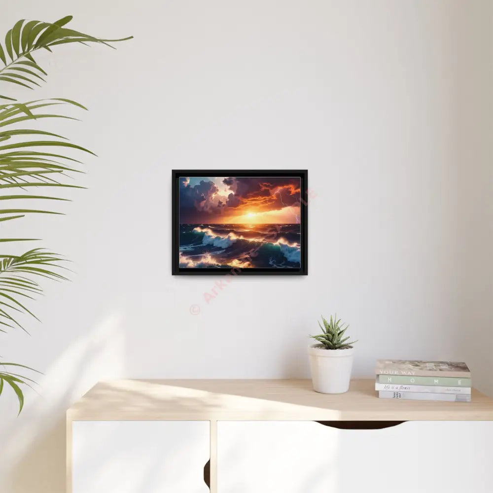 Ocean Sunset Framed Canvas Art Seascape Wall Art Coastal Theme Home Decor Perfect Gift for Nature Lovers Canvas
