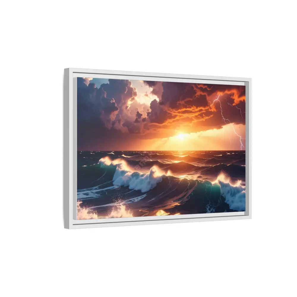 Ocean Sunset Framed Canvas Art Seascape Wall Art Coastal Theme Home Decor Perfect Gift for Nature Lovers Canvas