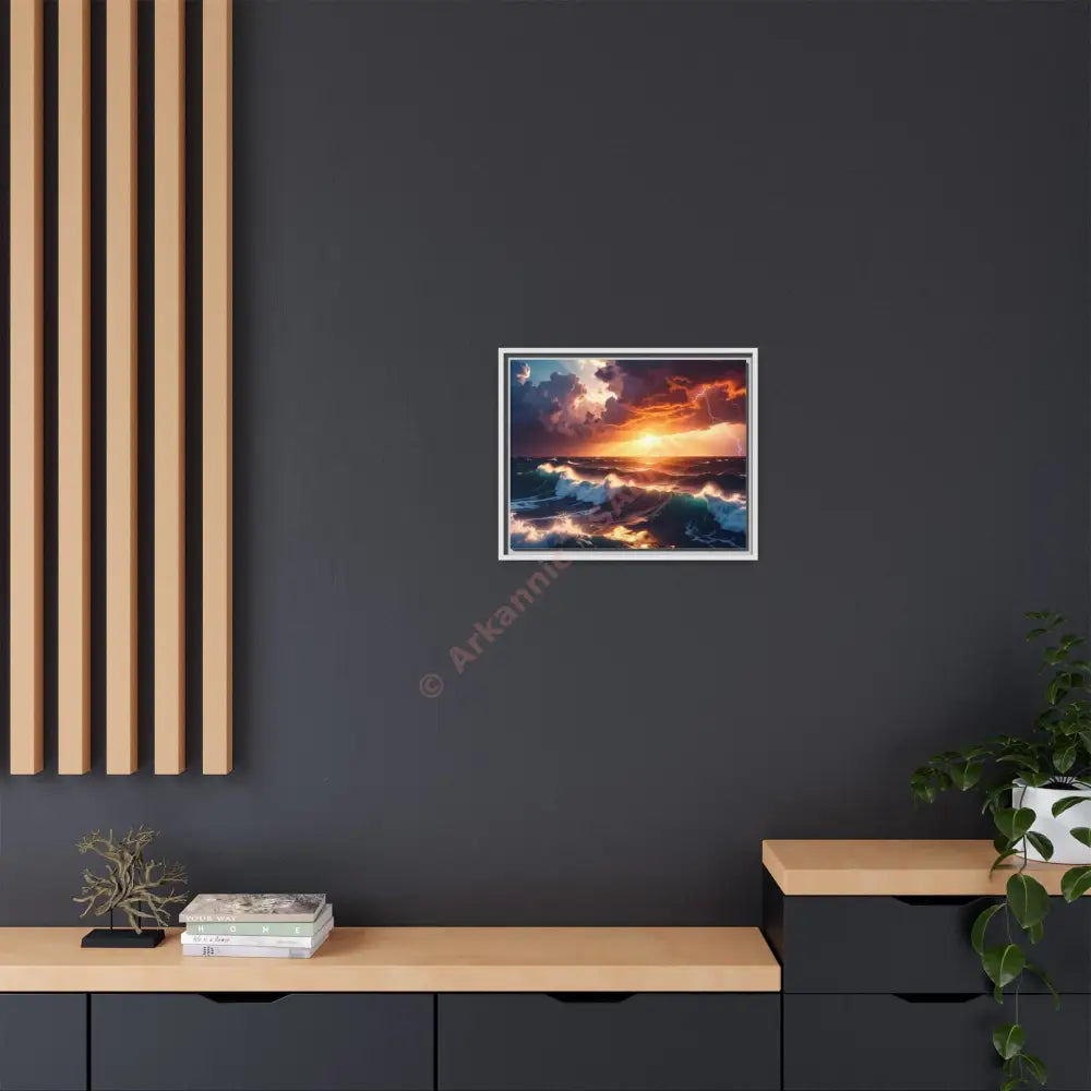 Ocean Sunset Framed Canvas Art Seascape Wall Art Coastal Theme Home Decor Perfect Gift for Nature Lovers Canvas