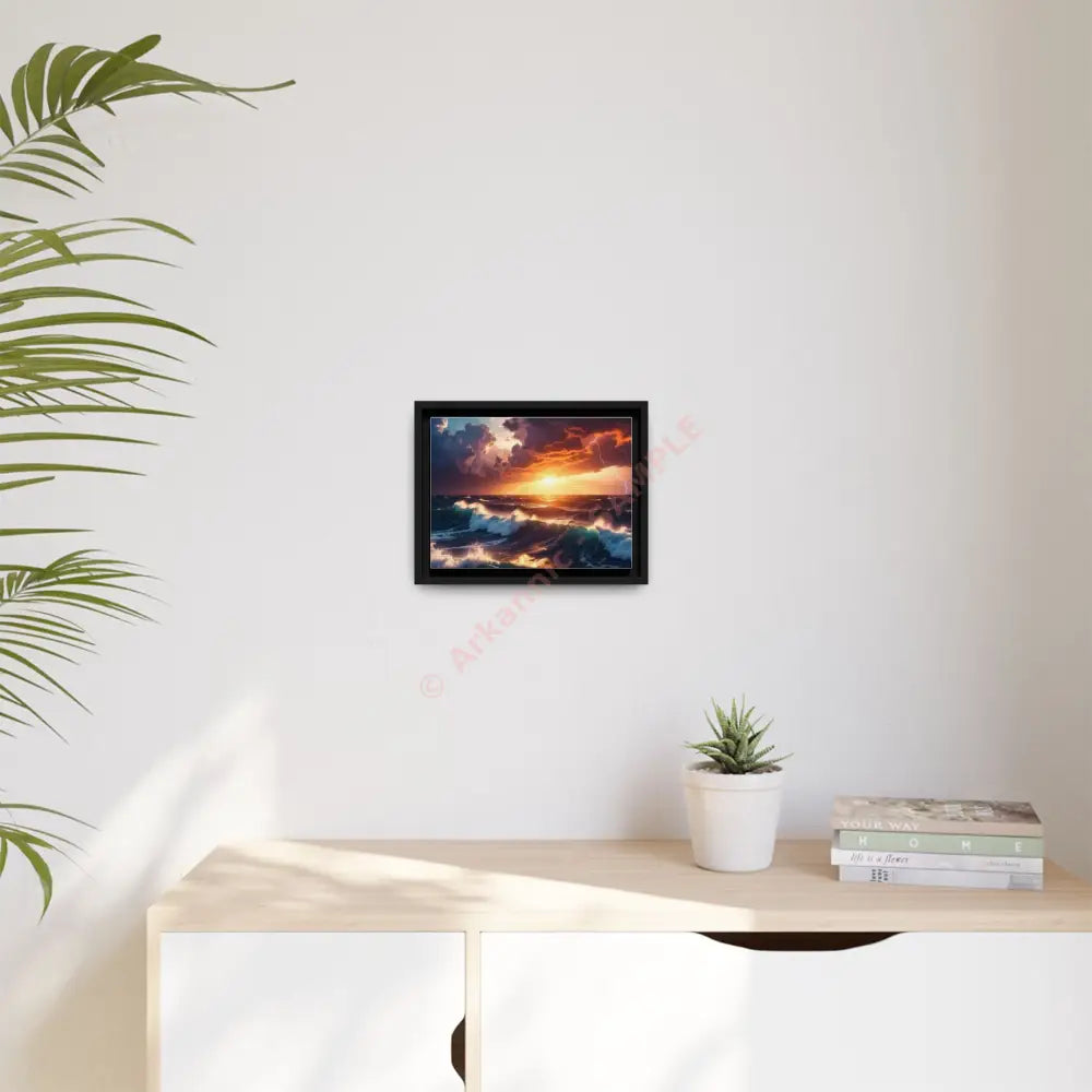 Ocean Sunset Framed Canvas Art Seascape Wall Art Coastal Theme Home Decor Perfect Gift for Nature Lovers Canvas