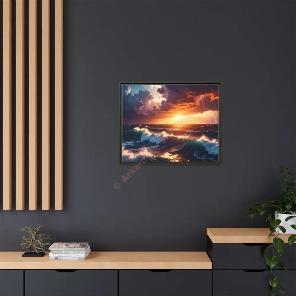 Ocean Sunset Framed Canvas Art Seascape Wall Art Coastal Theme Home Decor Perfect Gift for Nature Lovers Canvas