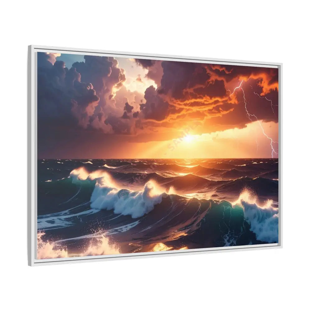 Ocean Sunset Framed Canvas Art Seascape Wall Art Coastal Theme Home Decor Perfect Gift for Nature Lovers Canvas