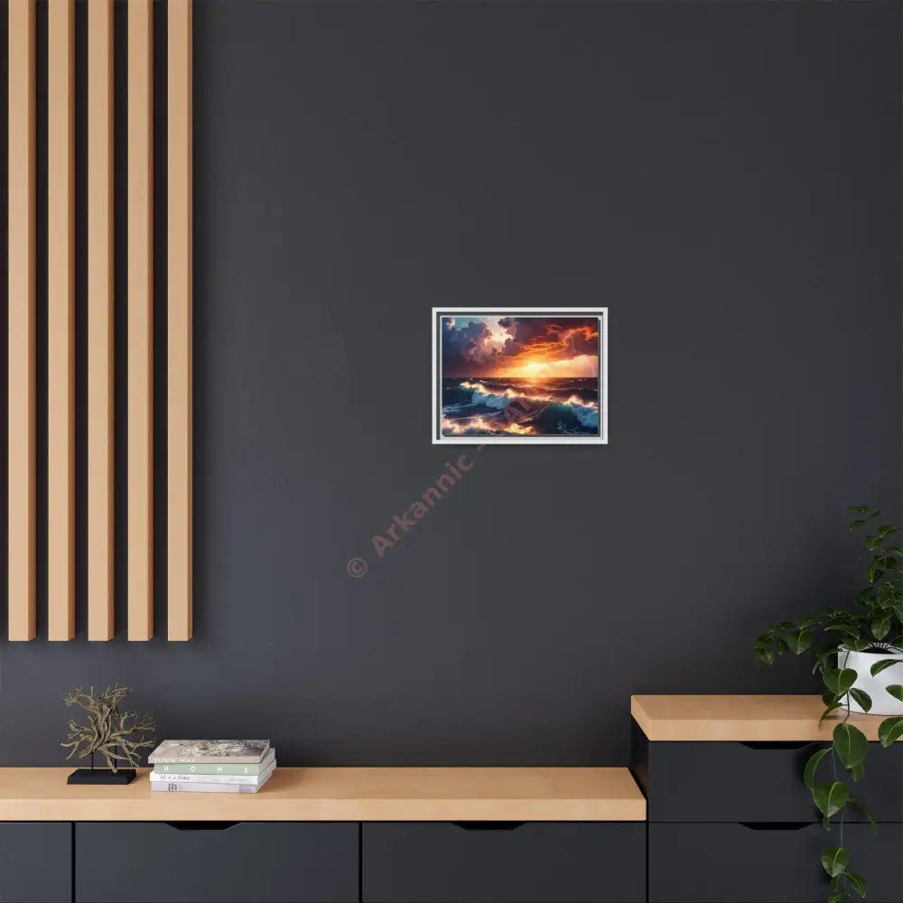 Ocean Sunset Framed Canvas Art Seascape Wall Art Coastal Theme Home Decor Perfect Gift for Nature Lovers Canvas