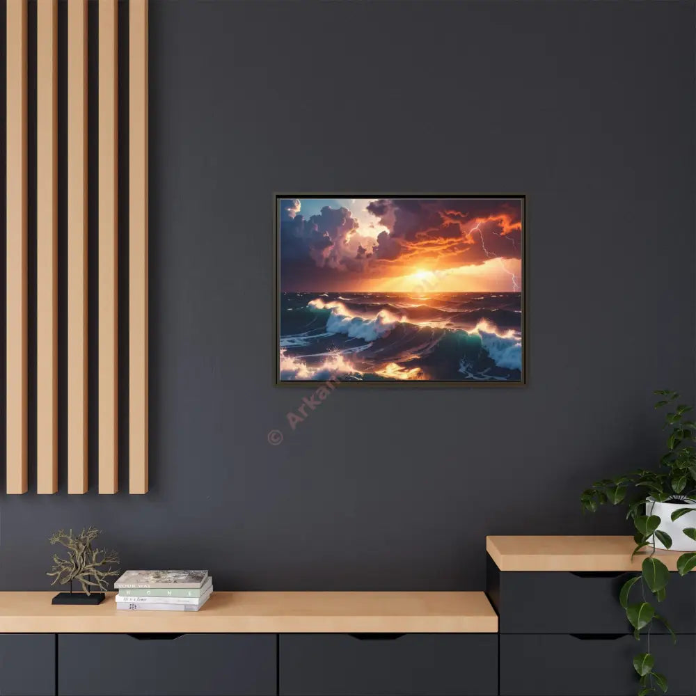 Ocean Sunset Framed Canvas Art Seascape Wall Art Coastal Theme Home Decor Perfect Gift for Nature Lovers Canvas