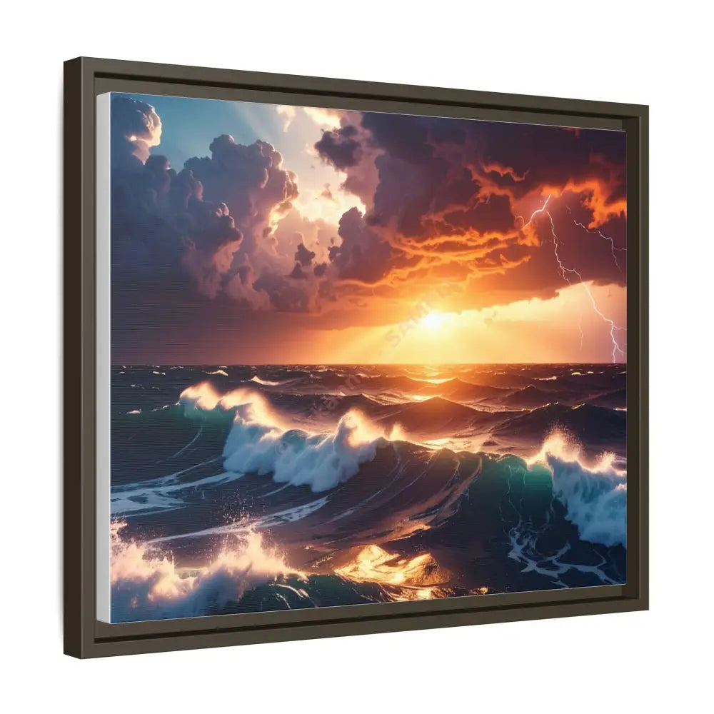 Ocean Sunset Framed Canvas Art Seascape Wall Art Coastal Theme Home Decor Perfect Gift for Nature Lovers Canvas