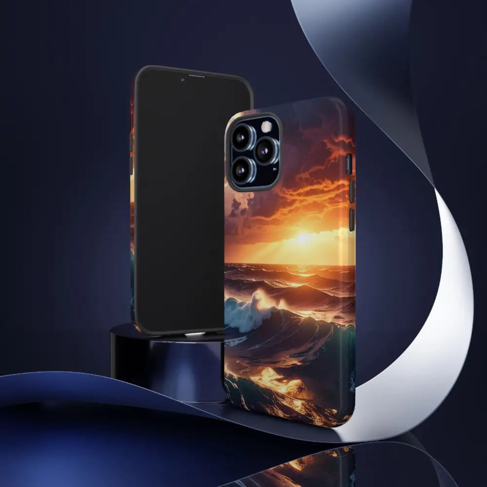 Ocean Sunset Phone Case | Tough Cases Gift for Beach Lovers Gadget Accessories Nature Photography Ocean Theme Phone Case