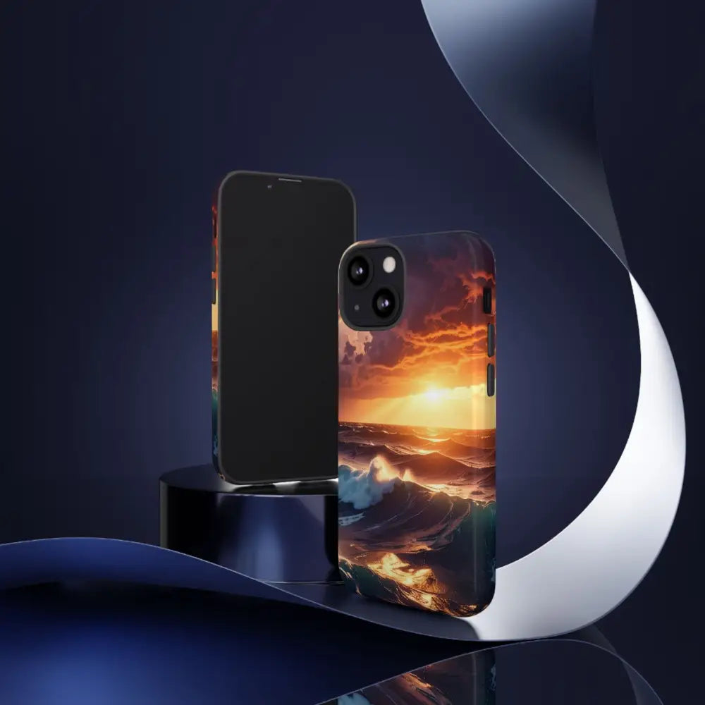 Ocean Sunset Phone Case | Tough Cases Gift for Beach Lovers Gadget Accessories Nature Photography Ocean Theme Phone Case