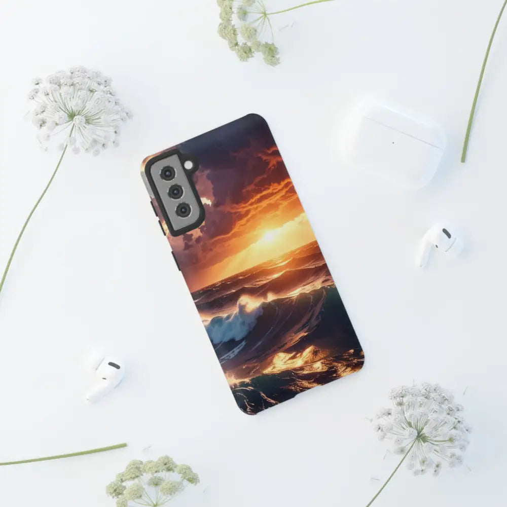 Ocean Sunset Phone Case | Tough Cases Gift for Beach Lovers Gadget Accessories Nature Photography Ocean Theme Phone Case