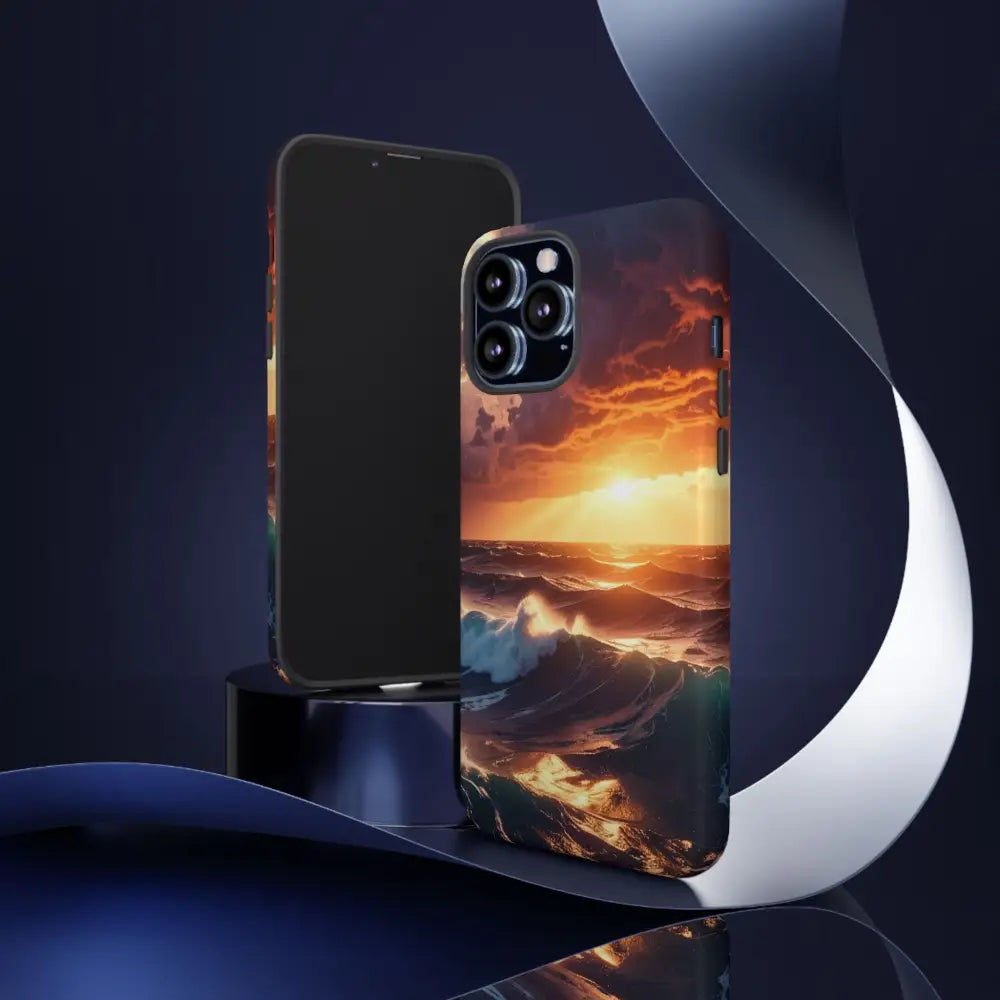 Ocean Sunset Phone Case | Tough Cases Gift for Beach Lovers Gadget Accessories Nature Photography Ocean Theme Phone Case